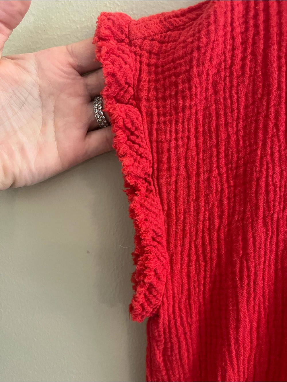 Umgee Red Gauze Button-Front Tunic - Picture 3 of 5